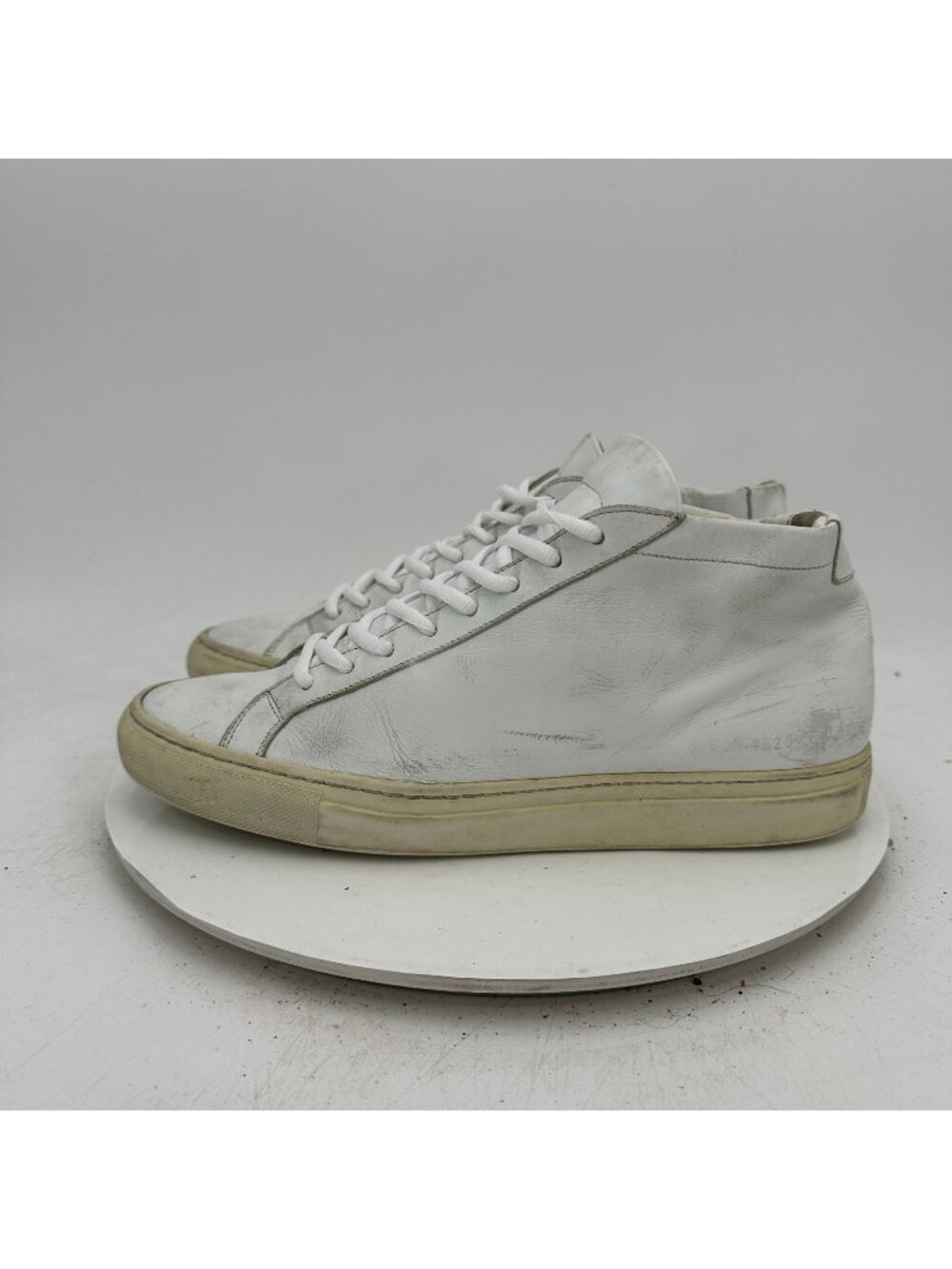 Common Projects Achilles Mid Men Size 10.5 White Leather Lace Up Shoes